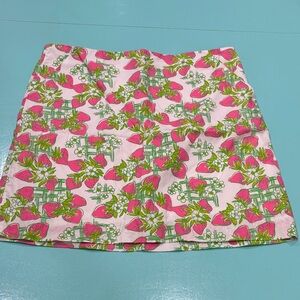 🍓 Lilly Pulitzer Pink and Green Strawberry Crème Fraiche Skirt 🍓